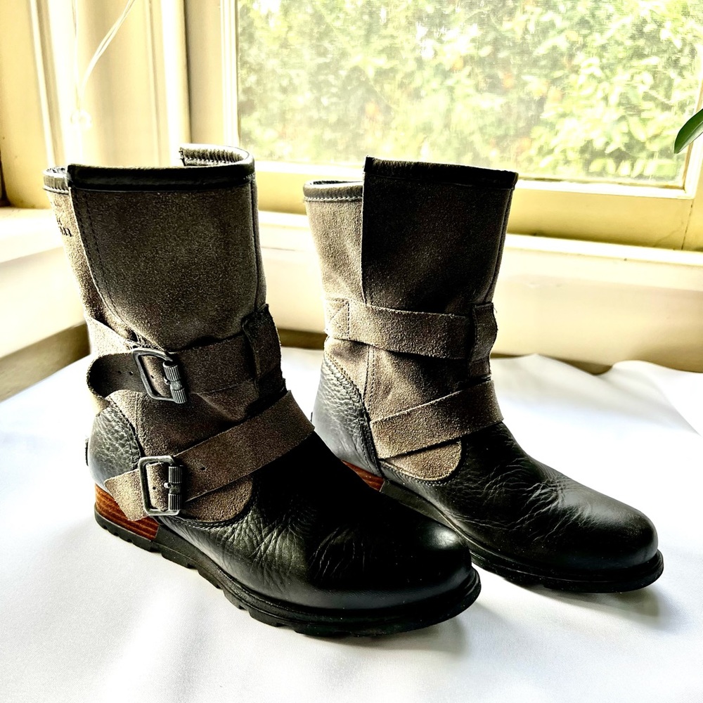 Sorel Major Moto gray suede 6 37 Suede Leather NL2308-227 boots